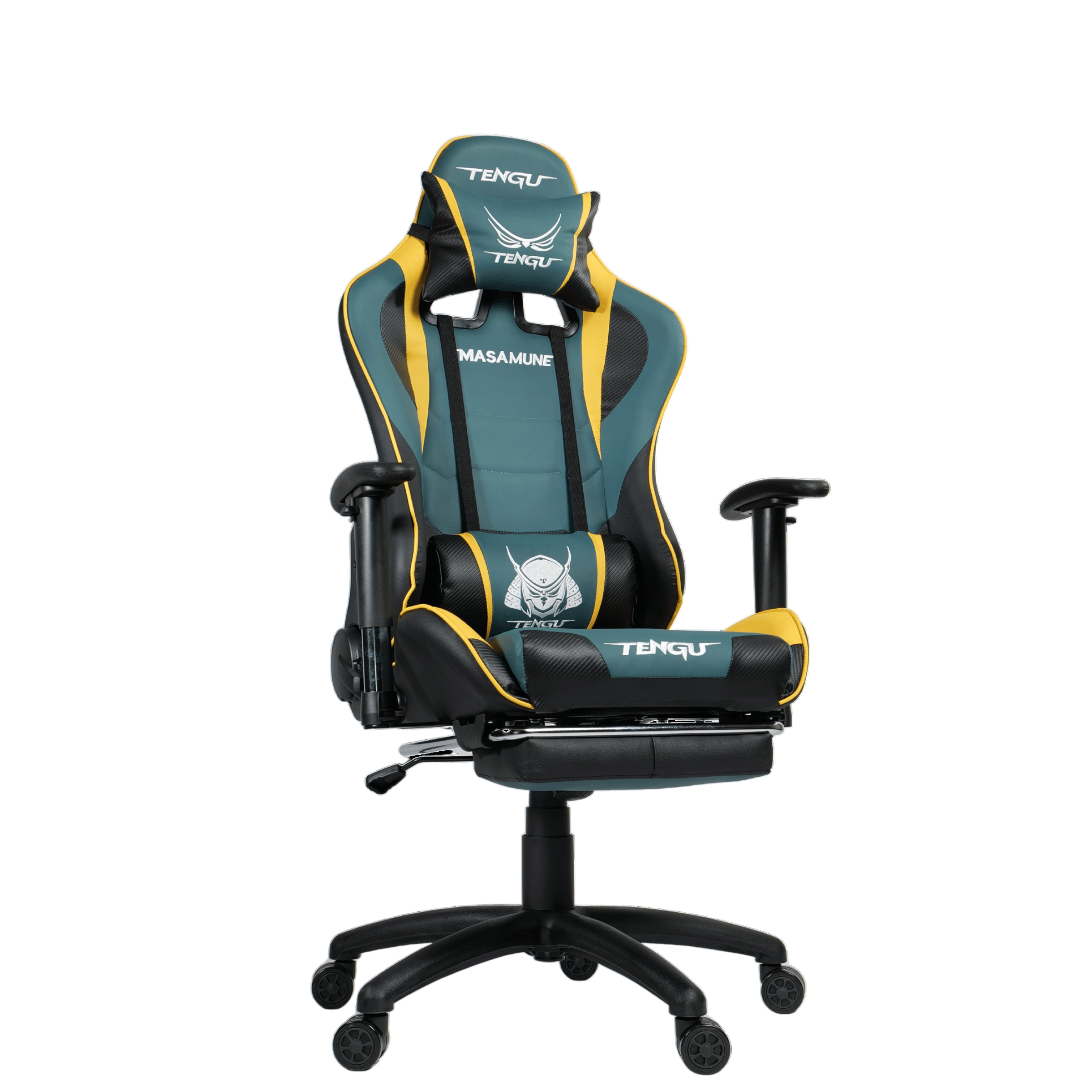 เก้าอี้เกมมิ่ง TENGUGAMINGGEARS รุ่น MASAMUNE (CH-MS-RQ) สีเขียวเหลือง เบาะหนัง มีที่พักเท้า_0